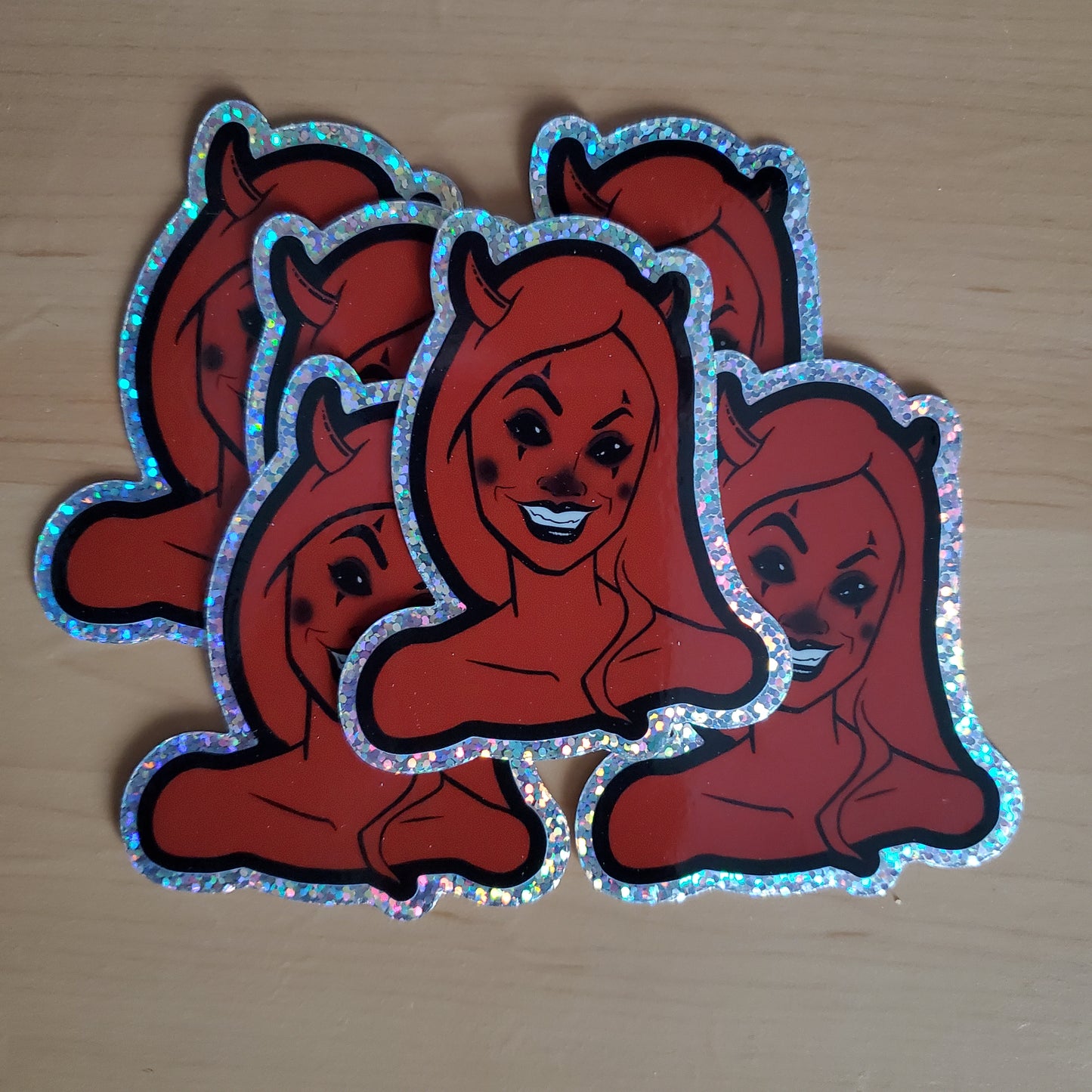 Demon Clown Girl Bekaloo glitter stickers