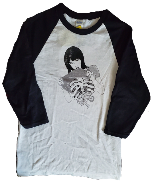 Gut Girls T-shirts // Black and White 3/4 Sleeve Raglans